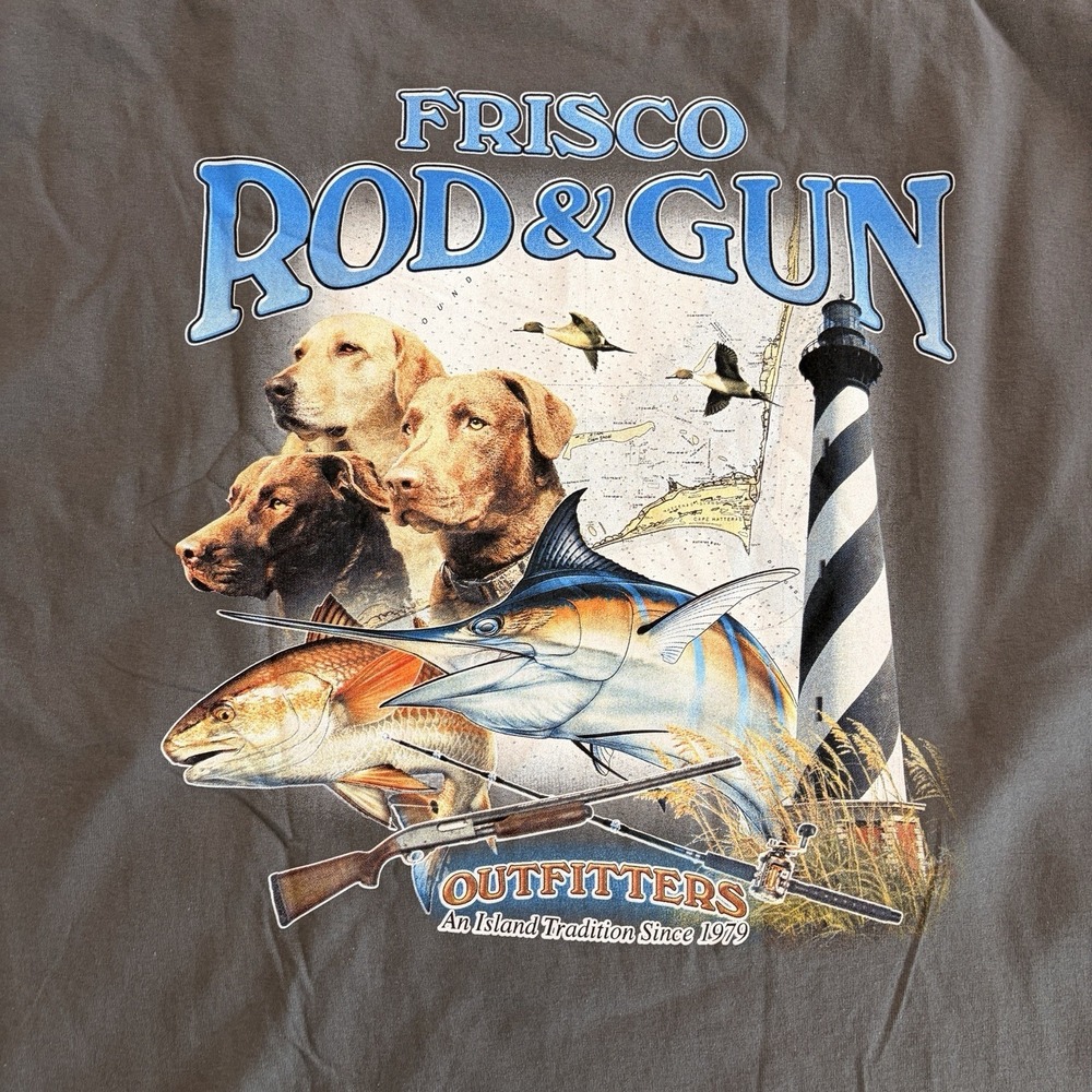 Frisco Rod & Gun Outfitters Pocket T Shirt 2XL Smoke Gray  Fishing Hunting NWT